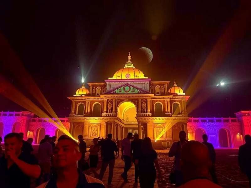 Pune Mystic Realm Odyssey - mystical landscape with ancient fortress and glowing portal